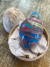 Image 1 of Hand Marbled ceramic egg in painted paper maché egg - No.4 of 9