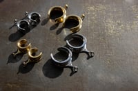 Image 1 of DIY - Saddle Plugs for Stretched Ears - DIY Dangle Plugs - Gold/Silver - Surgical Steel 