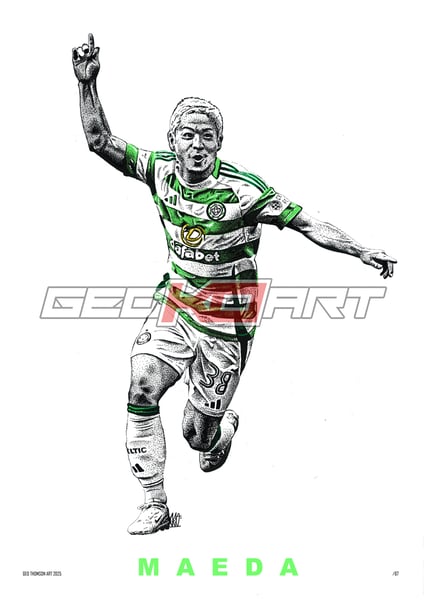 Image of DAIZEN MAEDA STIPPLE CELTIC FC PRINT