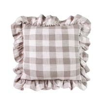 Image 3 of Housse de coussin vichy à volants