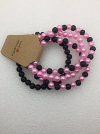 Image 1 of Pink & Black Pearl Bracelets