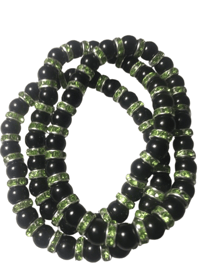 Image 3 of Black beaded w green spacers