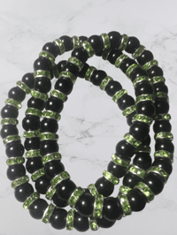 Image 4 of Black beaded w green spacers