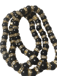Image 3 of Black beaded bracelets with gold spacers