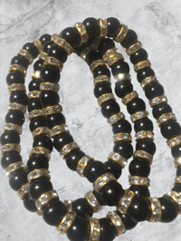 Image 4 of Black beaded bracelets with gold spacers