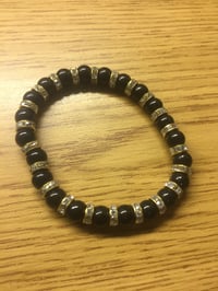 Image 5 of Black beaded bracelets with gold spacers