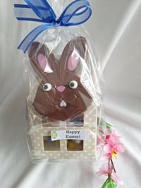 Polka dot box with Solid chocolate bunny