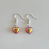 glass hearts silver fish hook earrings