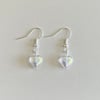 glass hearts silver fish hook earrings