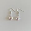 glass hearts silver fish hook earrings