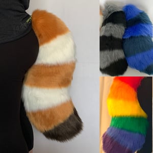 Image of Custom Color Striped Raccoon or Red Panda Tail