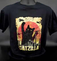 Image 12 of Catzilla T shirt, custom rhinestone cat
