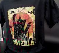 Image 9 of Catzilla T shirt, custom rhinestone cat