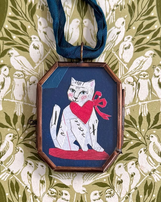 Kitty Love ~ giclée print in locket