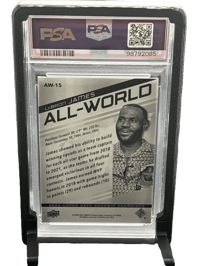 Image 2 of 2022 UPPER DECK G.C. LEBRON JAMES ALL-WORLD #AW15 PSA GEM MINT 10 Pop 4 RARE!