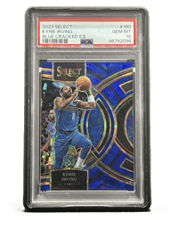 Image 1 of 2023-24 Panini Select Premier Blue Cracked Ice Prizm No. 180 Kyrie Irving