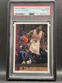 Image 1 of 1997 TOPPS #54 ALLEN IVERSON 76ERS HOF PSA GEM MT 10 FRESH NEW SLAB!