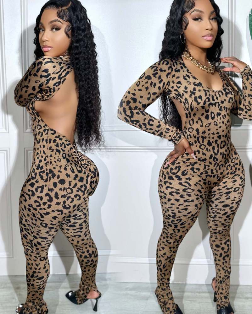 Image of “Yasmine” One Piece Leopard 🐆 Print Backless Bodysuit 