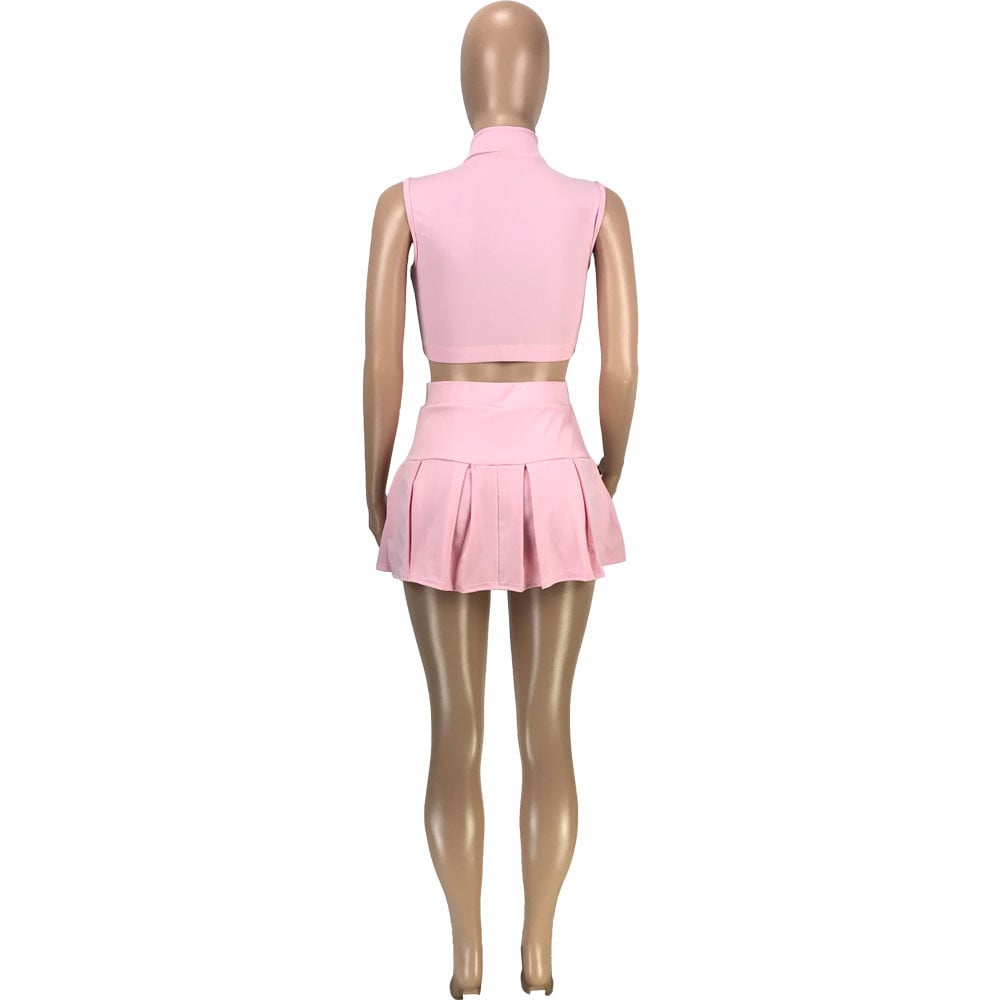 Image of “Chasity” Blue Two Piece Tennis Skirt Set