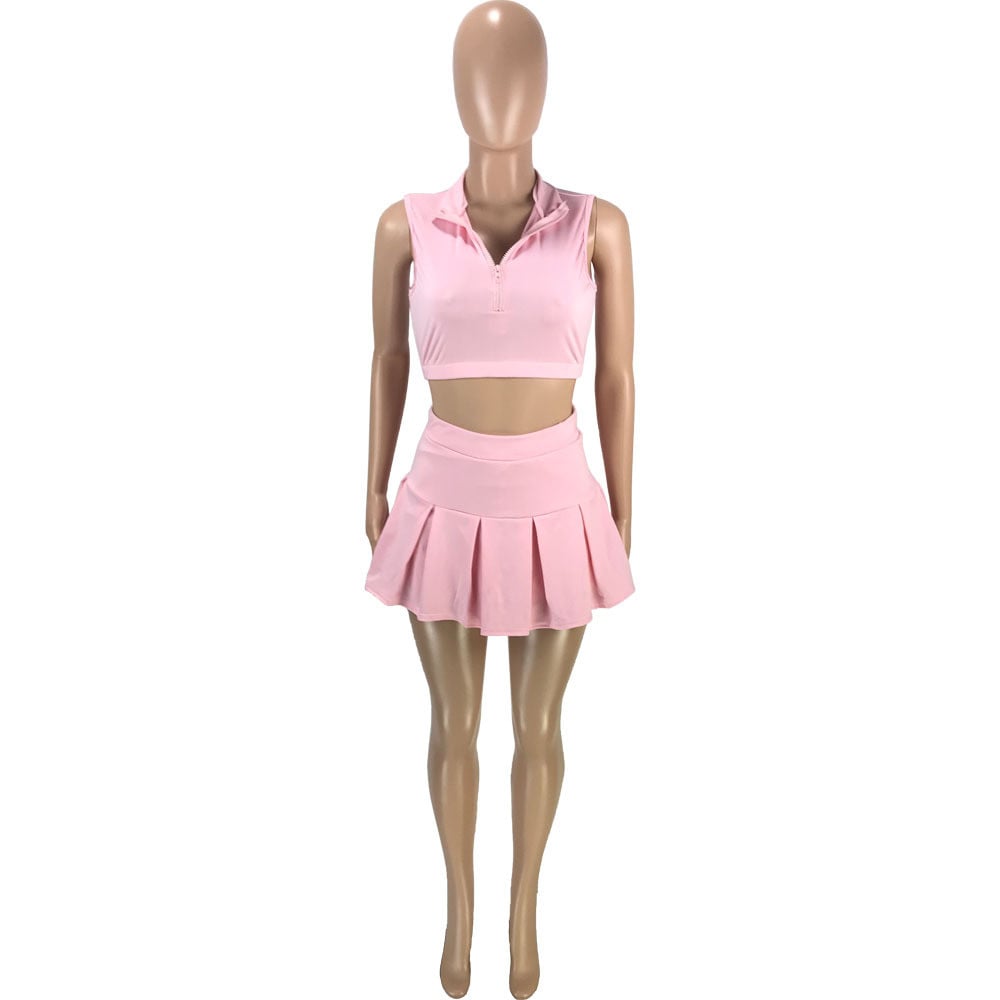 Image of “Chasity” Blue Two Piece Tennis Skirt Set