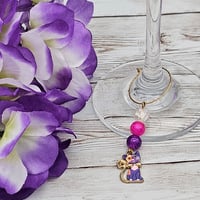 Image 1 of Purple Cat Wine Glass Charm