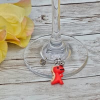 Image 1 of Red Dinosaur Wine Glass Charm 
