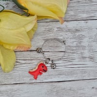 Image 3 of Red Dinosaur Wine Glass Charm 