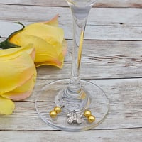 Image 1 of Golden Butterfly Wine Glass Charm