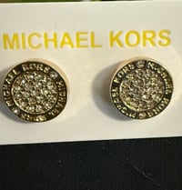 Designer inspired black/gold MK stud