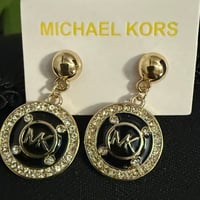 Image 1 of Designer Inspired MK Black/Gold Earring