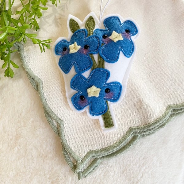 Image of Forget Me Not flower felt decoration