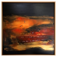 Image 1 of Original Canvas - Swallows on the Wire - 40" x 40"