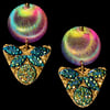 DREAM GLITTER / MOTH Earring - Peacock Minis + Purple Top