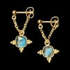 CHAÎNE Earring - U Chain + Labradorite Square