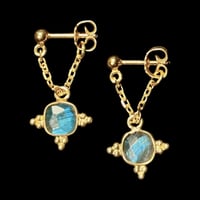 CHAÎNE Earring - U Chain + Labradorite Square