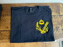 BLACK T-SHIRT / GOLDEN YELLOW FRONT AND BACK PRINT