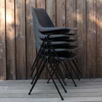 Image 5 of Lot de 5 chaises en plastique gris-bleu par Robin Day pour Hille