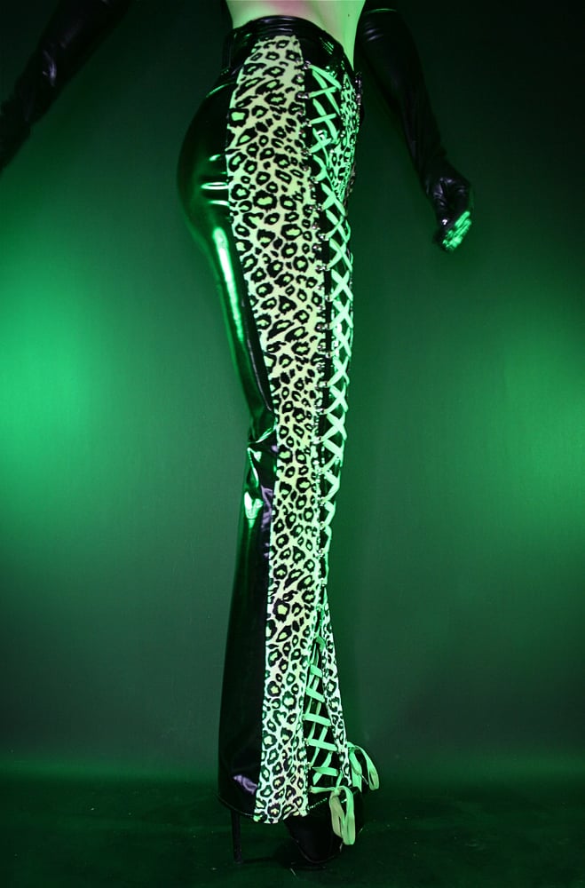 Image of XTREME GREEN LEOPARD AND PVC PANTS