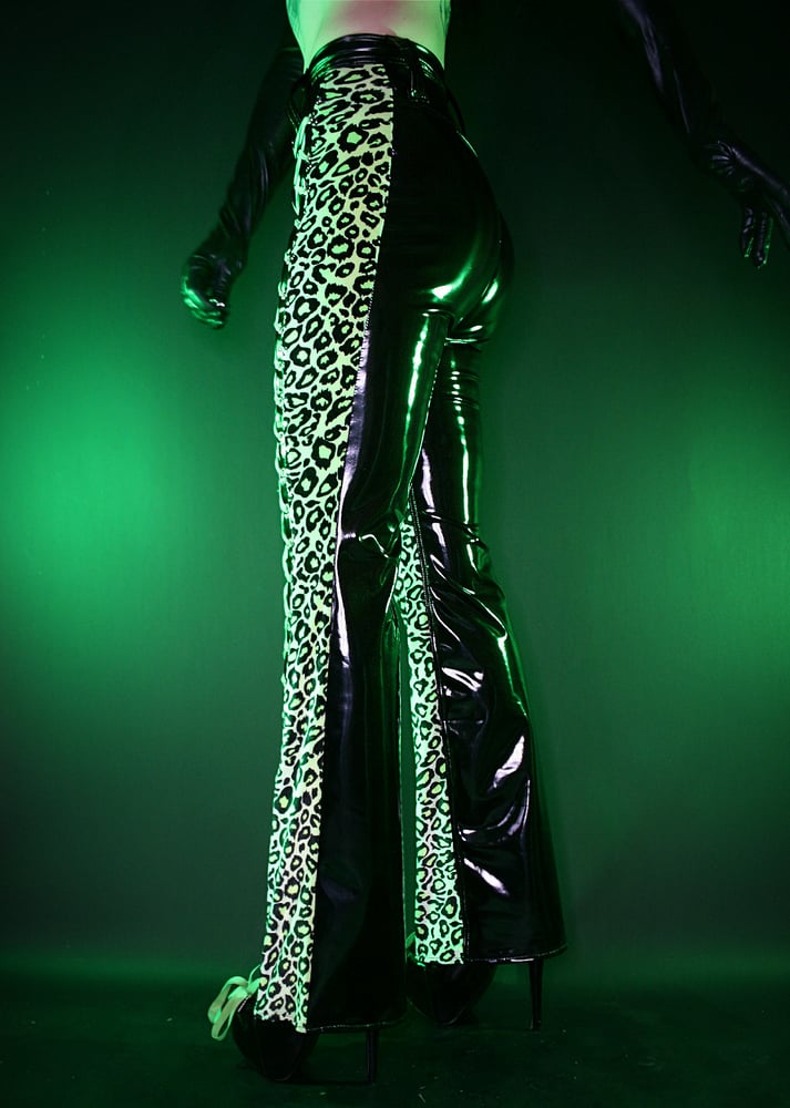 Image of XTREME GREEN LEOPARD AND PVC PANTS