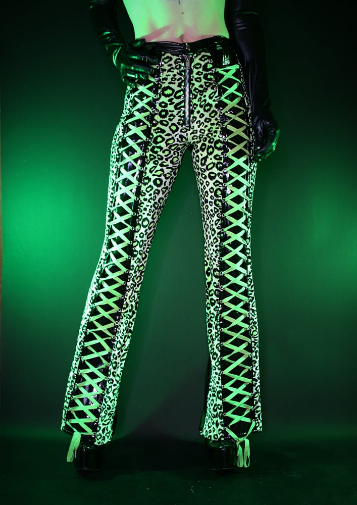 Image of XTREME GREEN LEOPARD AND PVC PANTS