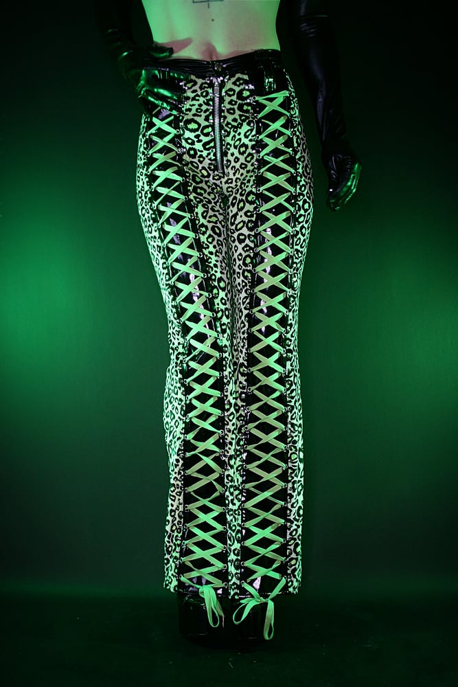 Image of XTREME GREEN LEOPARD AND PVC PANTS