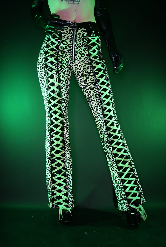 Image of XTREME GREEN LEOPARD AND PVC PANTS