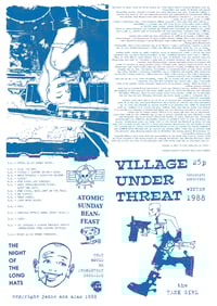 Image 2 of "VILLAGE UNDER THREAT" VINTAGE 1988 ZINE FACSIMILE - DIRTY BLUE EDITION (2025)