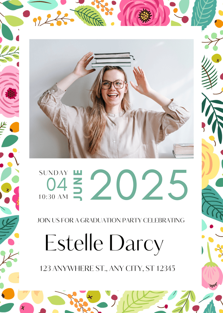 Image of Floral Graduation Invitation 