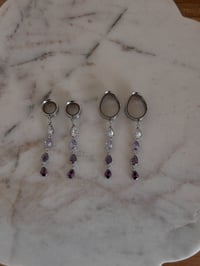 Image 1 of Lilac Purple Diamond Danglies (Silver)