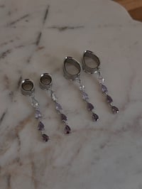 Image 2 of Lilac Purple Diamond Danglies (Silver)