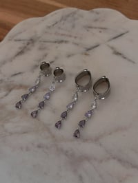 Image 3 of Lilac Purple Diamond Danglies (Silver)