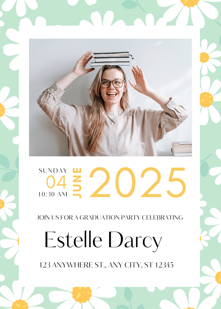 Image of Floral Graduation Invitation 