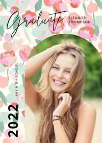 Image 1 of Watercolor Floral Graduation Invitation / Two Sided with Pictures
