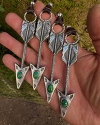 Image 3 of WL&A Handmade Large Sterling Silver Emerald Valley Arrow Pendants - Sz 4.25" 